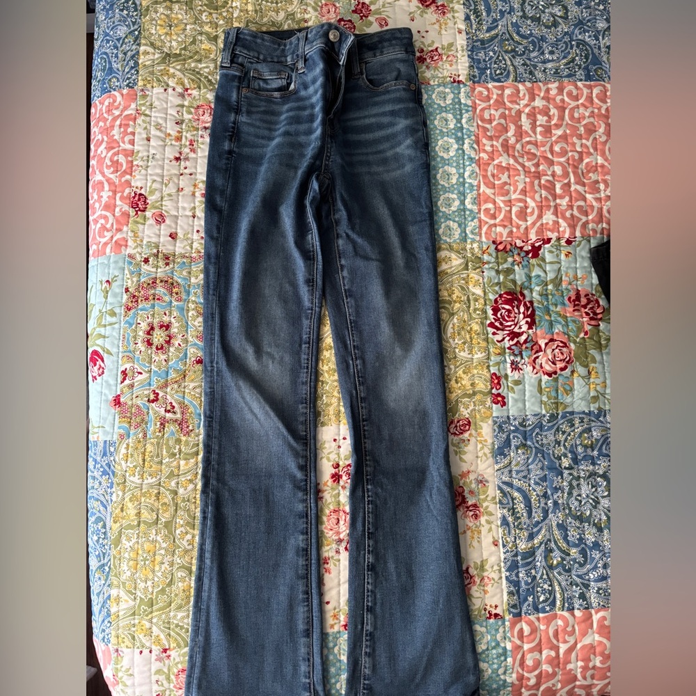 American Eagle Outfitters Blue High Rise Skinny Kick Jeans